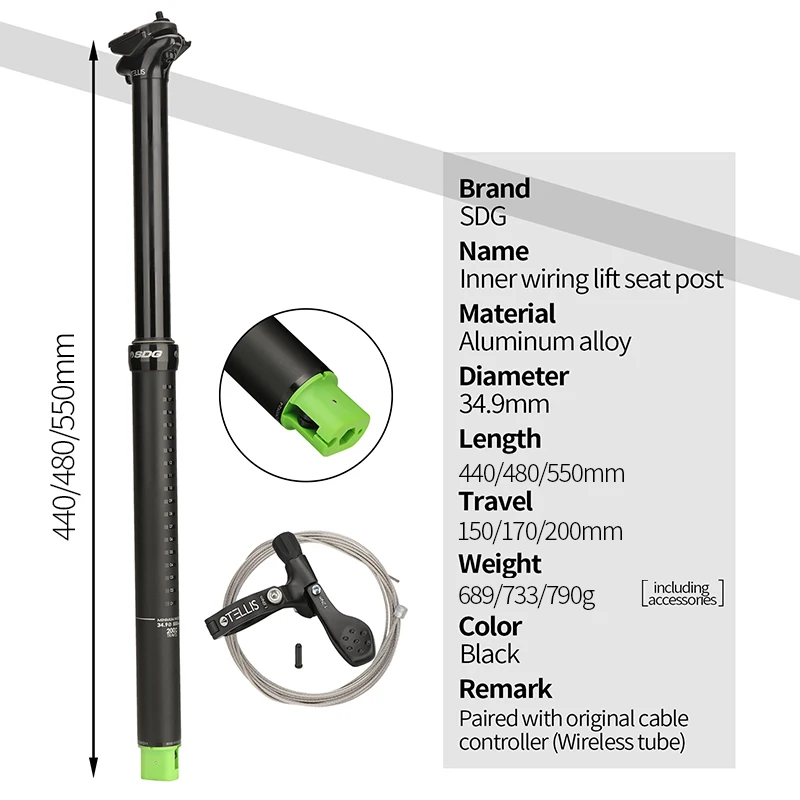 34.9mm DH Cycling Bicycle Seatpost For MTB Internal External Handle Wire Control 150//200mm Stroke Lifting Hydraulic Seat Tube