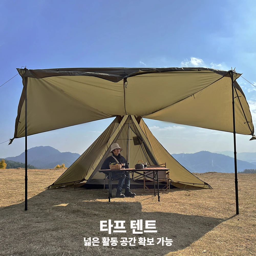 4 Season Hot Tent with Stove Jack Winter Teepee Tent Waterproof Camping Tipi Tent for 2 3 4 Person Outdoor Bushcraft Hiking