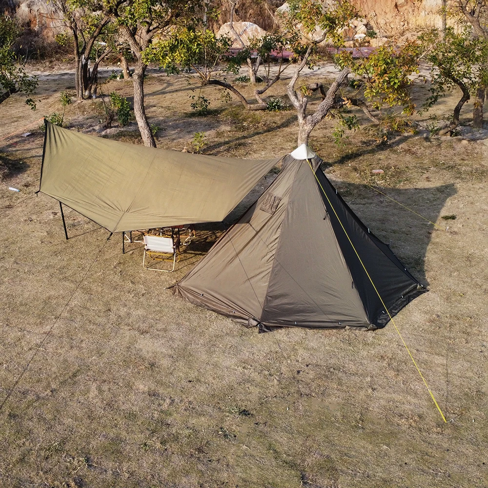 4 Season Hot Tent with Stove Jack Winter Teepee Tent Waterproof Camping Tipi Tent for 2 3 4 Person Outdoor Bushcraft Hiking