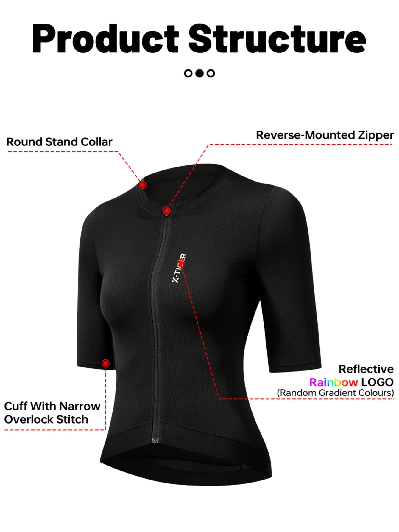 X-TIGER Women Cycling Jersey Breathable MTB Road Bike Short Sleeve Summer UPF50+ UV Protection Black White Bicycle Clothing