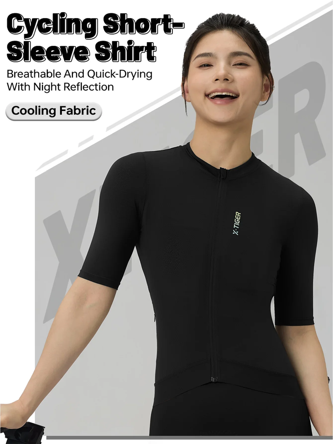 X-TIGER Women Cycling Jersey Breathable MTB Road Bike Short Sleeve Summer UPF50+ UV Protection Black White Bicycle Clothing