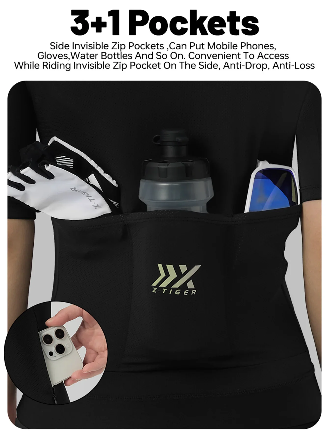 X-TIGER Women Cycling Jersey Breathable MTB Road Bike Short Sleeve Summer UPF50+ UV Protection Black White Bicycle Clothing