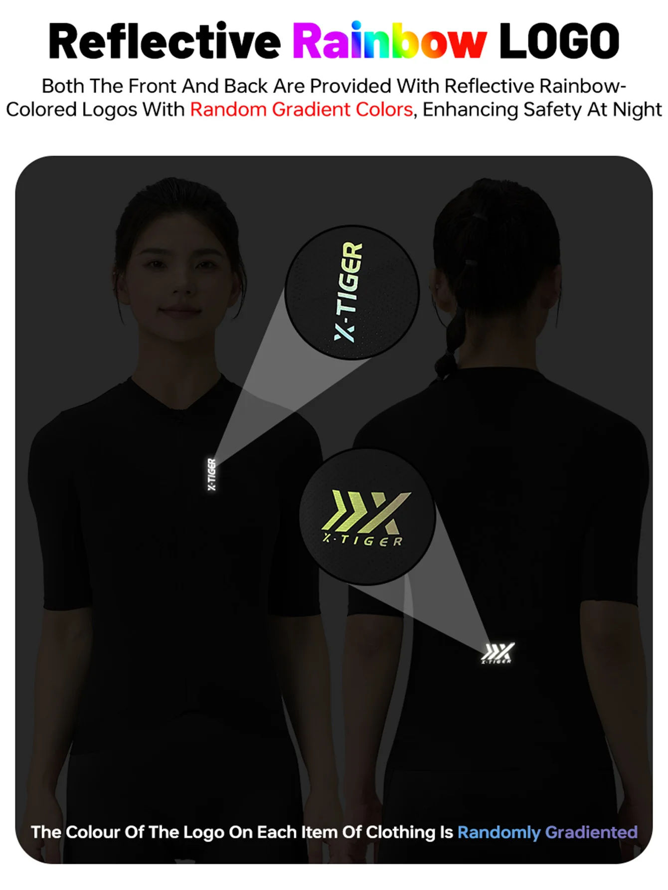 X-TIGER Women Cycling Jersey Breathable MTB Road Bike Short Sleeve Summer UPF50+ UV Protection Black White Bicycle Clothing