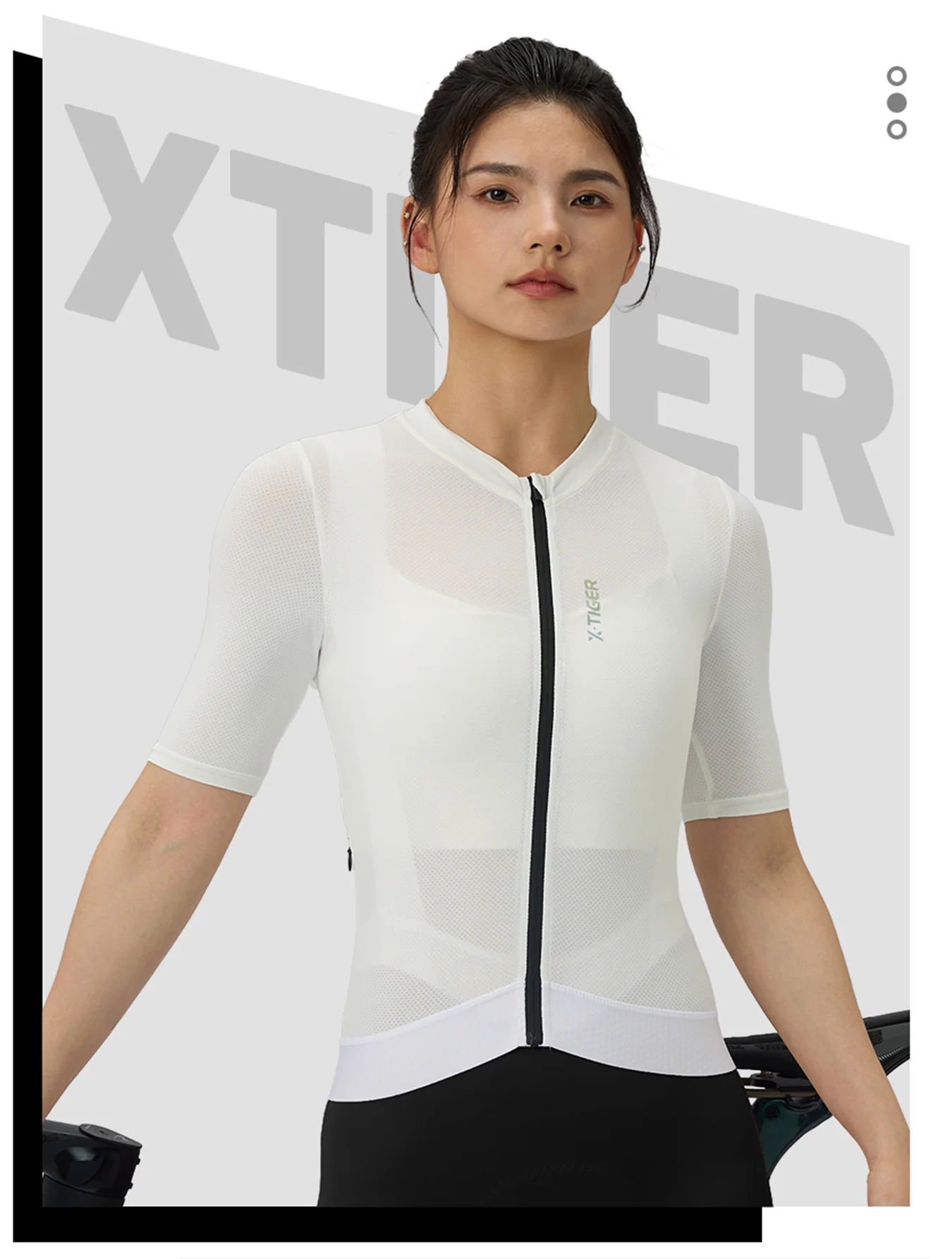 X-TIGER Women Cycling Jersey Breathable MTB Road Bike Short Sleeve Summer UPF50+ UV Protection Black White Bicycle Clothing