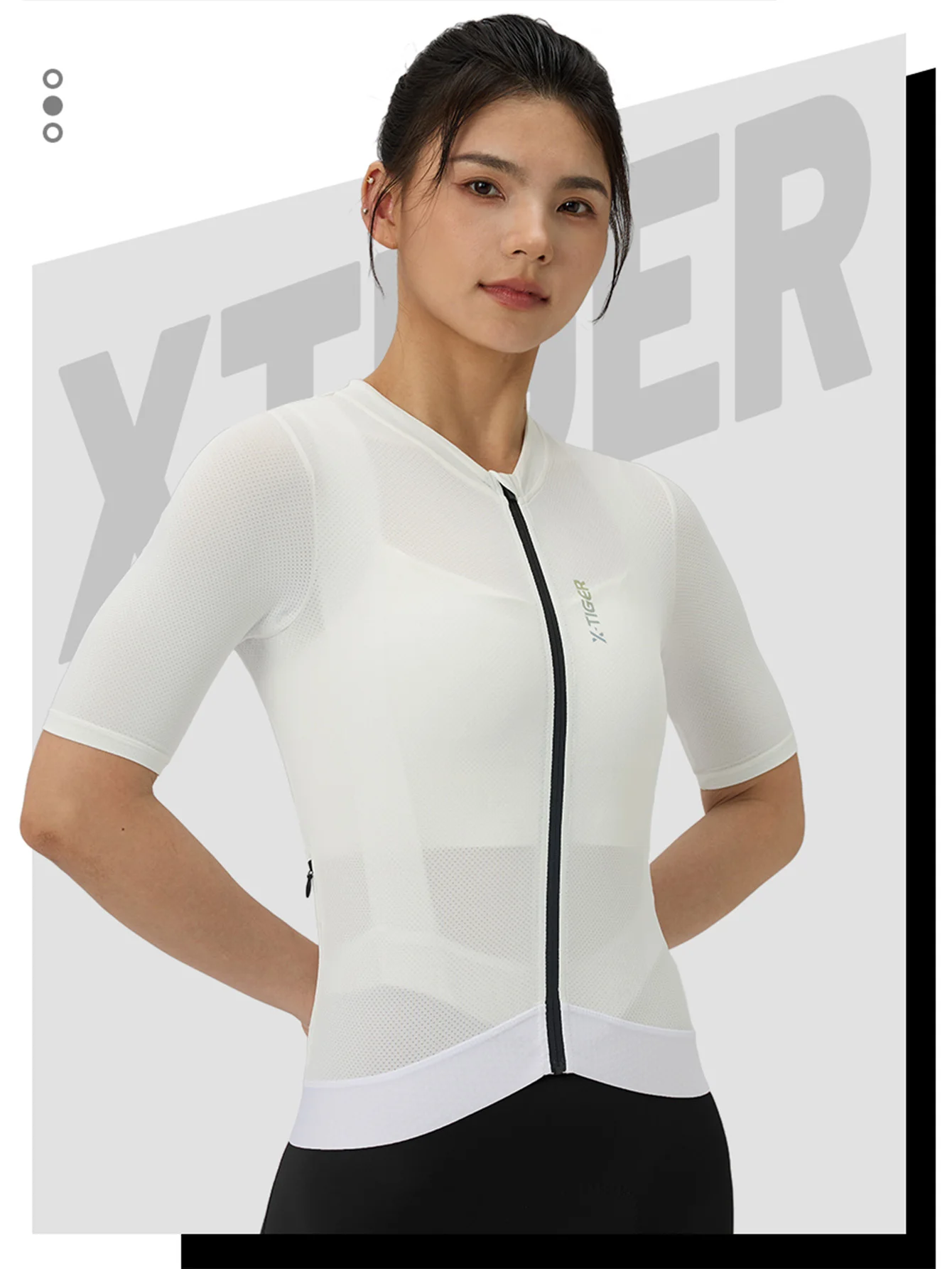 X-TIGER Women Cycling Jersey Breathable MTB Road Bike Short Sleeve Summer UPF50+ UV Protection Black White Bicycle Clothing
