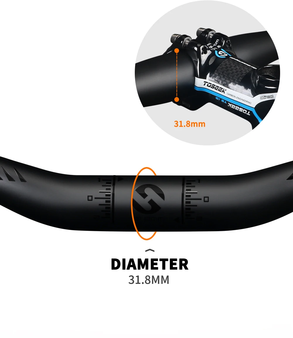 TOSEEK Mtb Carbon Handlebar Bicycle Handlebar 31.8*580-720/740/760mm Matt Black Handlebars For Mountain Bike Accessories
