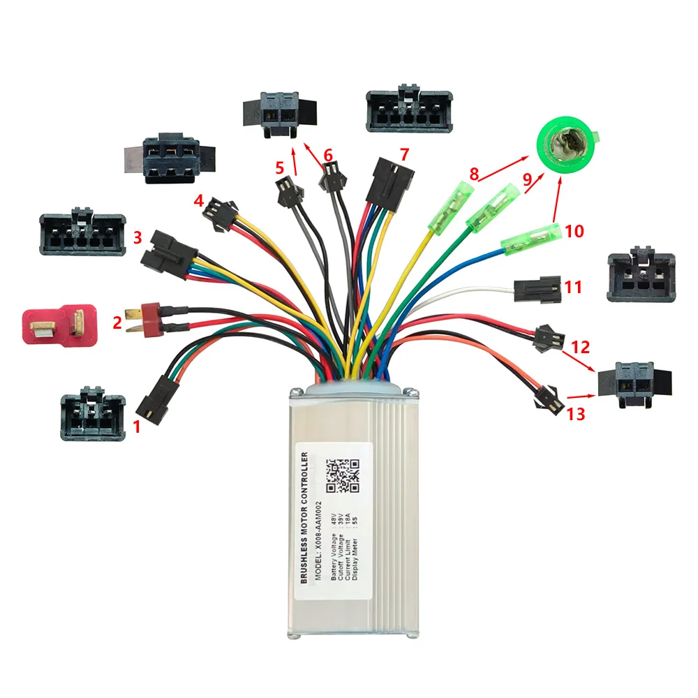 X008-AAM002 48V E-bike Brushless Motor Controller 18A for 5S Protocol Display Electric Scooters MTB Fat Bikes Accessories