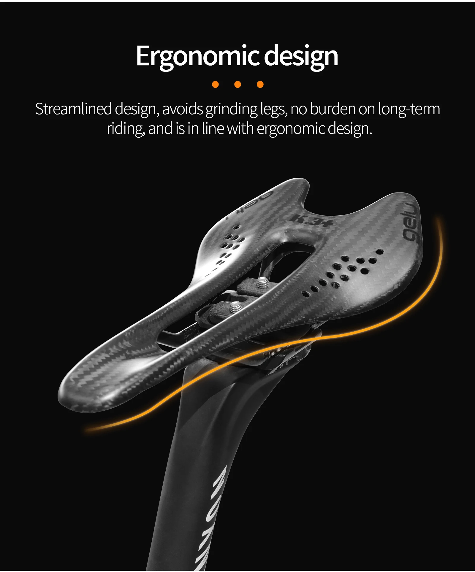 Gelu 55g Ultra-light Full Carbon Fiber Bicycle Saddle - Hollow, Breathable, Ergonomic for MTB & Highway Bikes