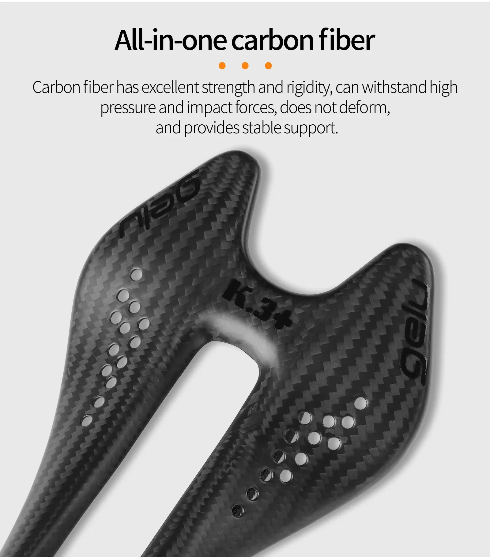 Gelu 55g Ultra-light Full Carbon Fiber Bicycle Saddle - Hollow, Breathable, Ergonomic for MTB & Highway Bikes