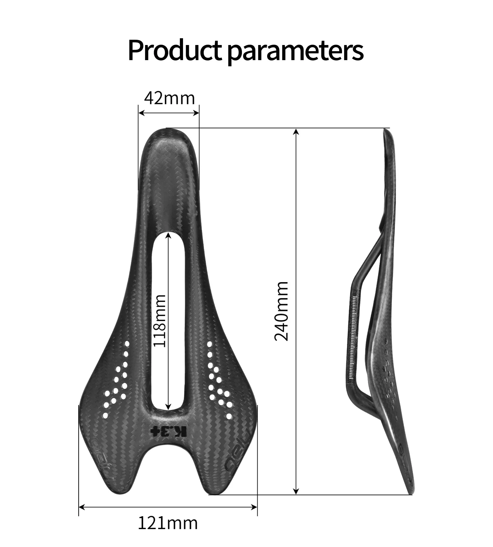 Gelu 55g Ultra-light Full Carbon Fiber Bicycle Saddle - Hollow, Breathable, Ergonomic for MTB & Highway Bikes