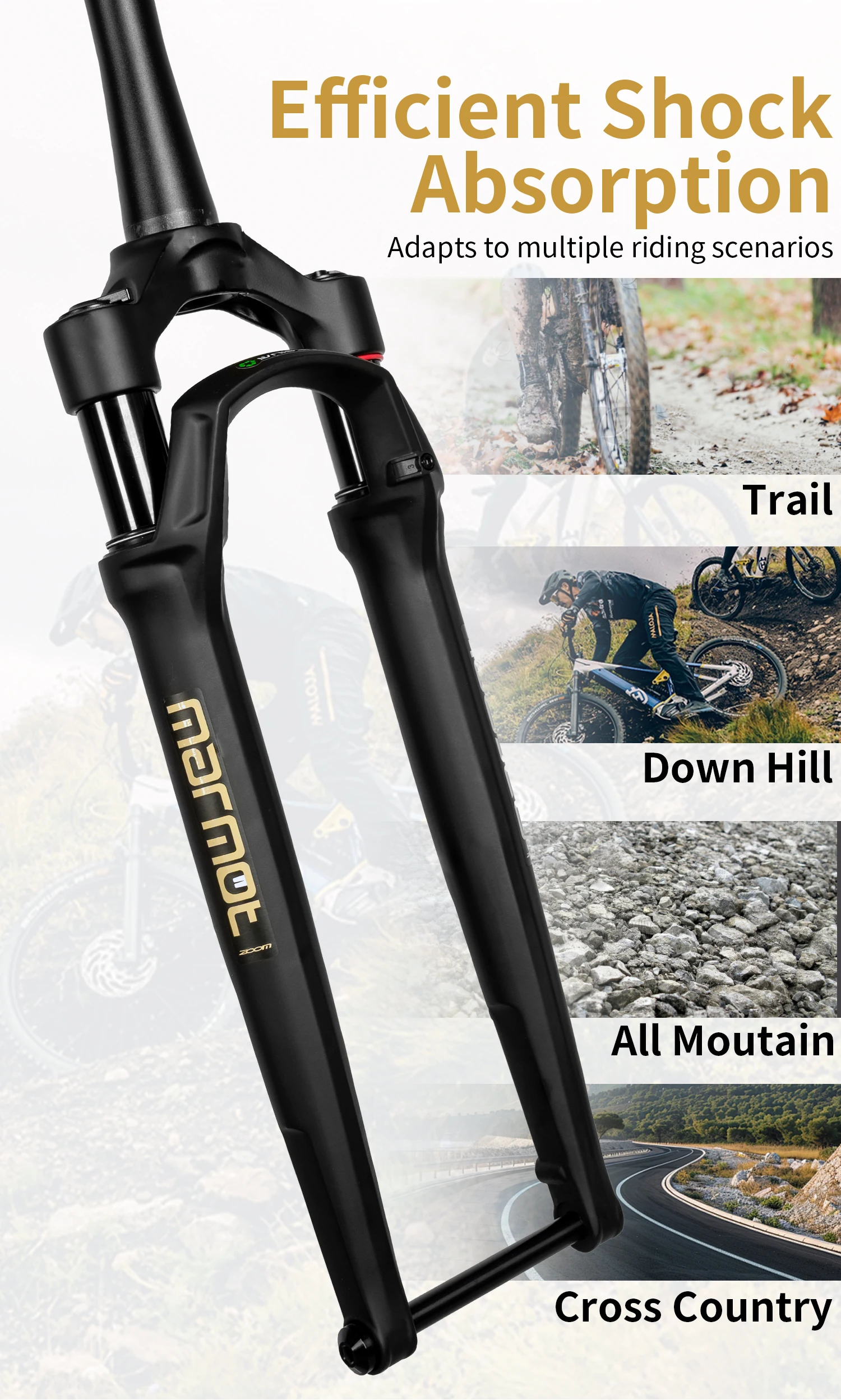 ZOOM 50mm Gravel Bike Road-bike Shock Air Suspension Fork Lockout, and Rebound Damping on Your