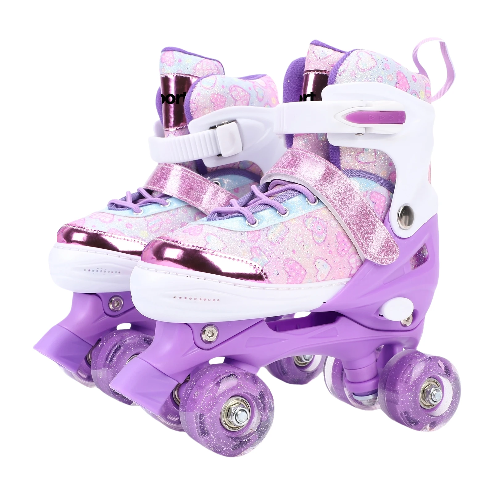 Tomshoo Roller Skates for Kids Girls Ages 6-12 4Size Adjustable Flashing Wheel ABEC Bearing Triple Protection for Outdoor Indoor