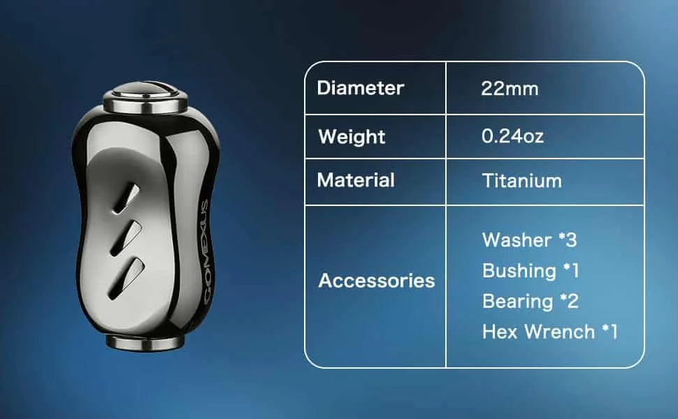 Gomexus Knob 22mm Titanium Fishing Reel Knob for Shimano Daiwa Baitcaster Spinning Reels