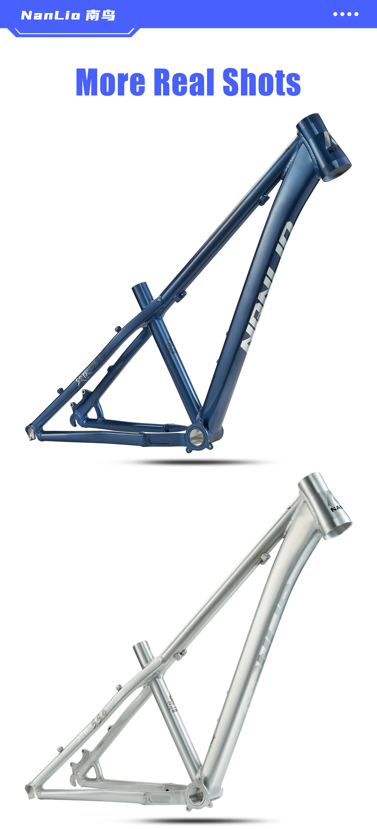 NANLIO XR550 Dirt Jump Bike Frame 26 27.5 Inch Aluminum Alloy MTB Hardtail Frame QR Pump Track 4X with Seatpost Clamp