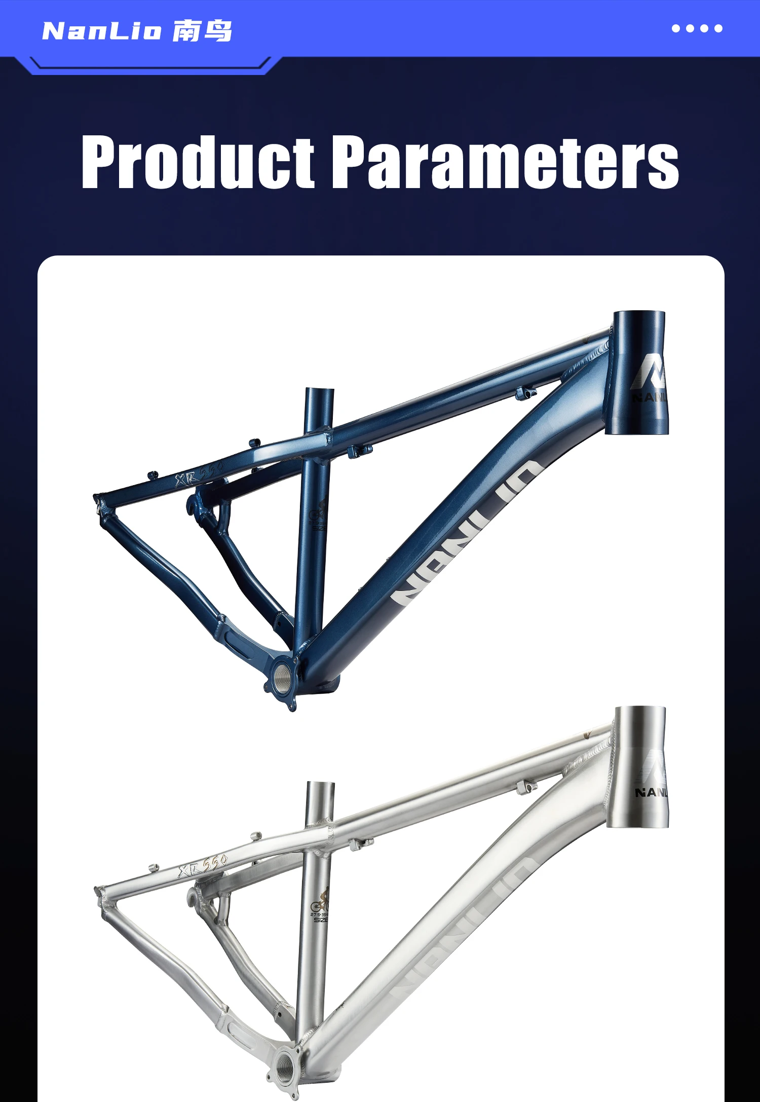 NANLIO XR550 Dirt Jump Bike Frame 26 27.5 Inch Aluminum Alloy MTB Hardtail Frame QR Pump Track 4X with Seatpost Clamp
