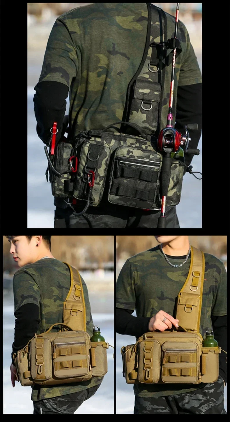 New Large Capacity Fishing Gear Bag One Shoulder / Waist Bag / Crossbody Three-in-One Fishing Rod Storage Bag