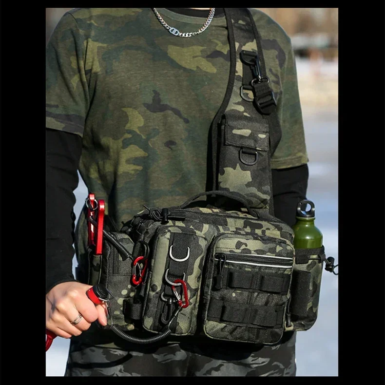 New Large Capacity Fishing Gear Bag One Shoulder / Waist Bag / Crossbody Three-in-One Fishing Rod Storage Bag