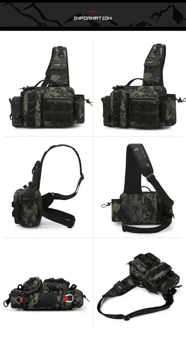 New Large Capacity Fishing Gear Bag One Shoulder / Waist Bag / Crossbody Three-in-One Fishing Rod Storage Bag