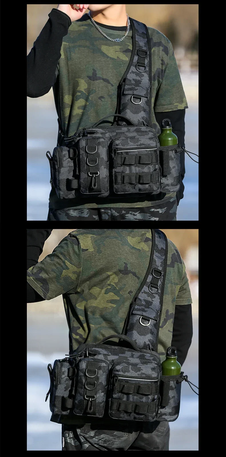 New Large Capacity Fishing Gear Bag One Shoulder / Waist Bag / Crossbody Three-in-One Fishing Rod Storage Bag