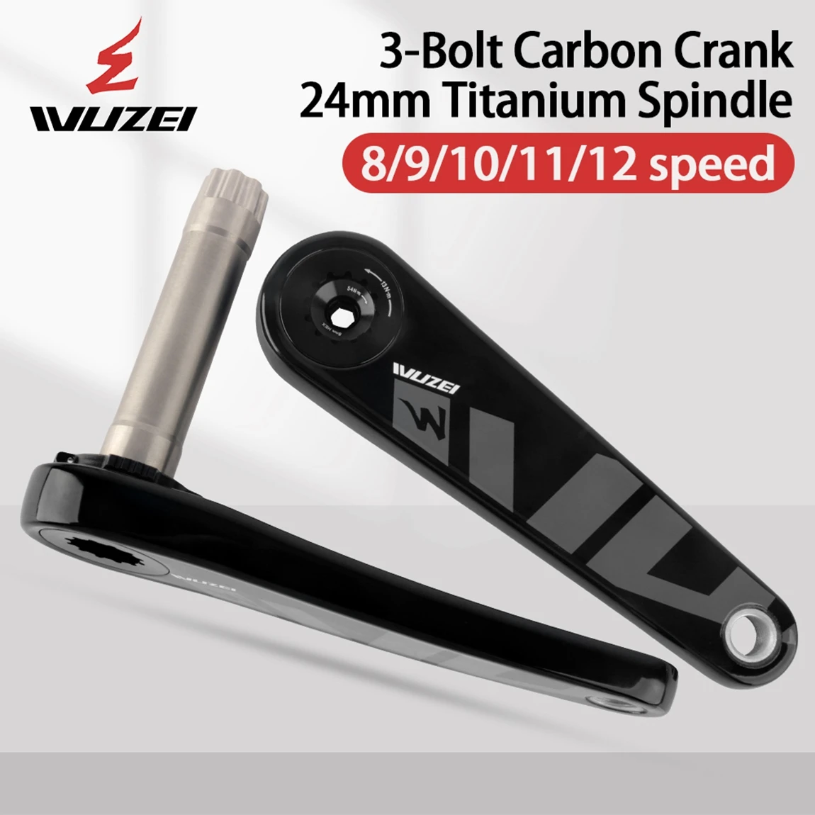 WUZEI 3-Bolt Carbon Fiber Crankset 165 170mm Road Bike Crank 24mm 29mm Ti AL7075 Axle Folding Bicycle Sprocket for SRAM