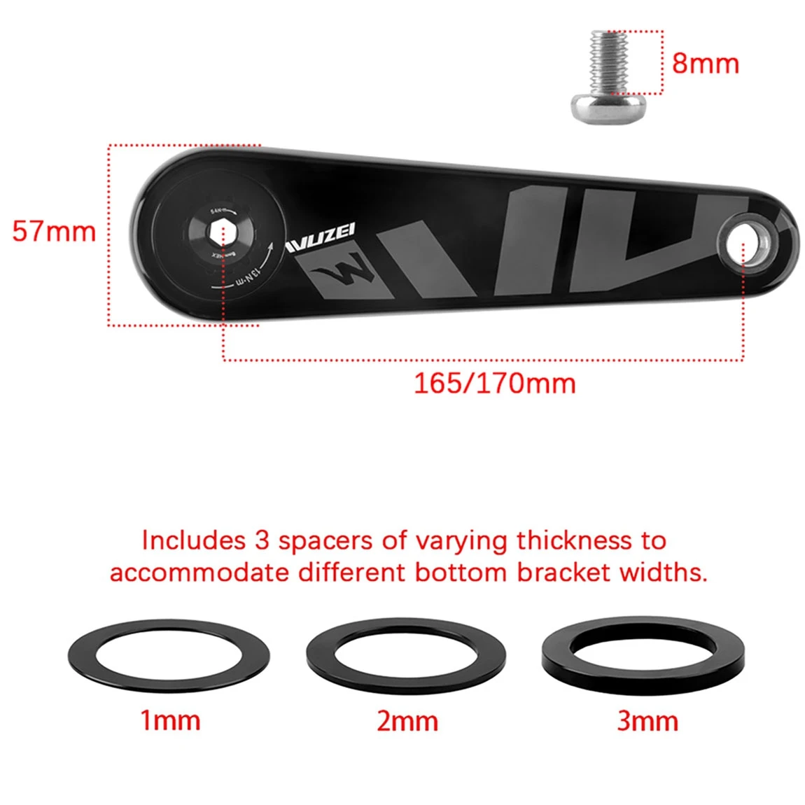 WUZEI 3-Bolt Carbon Fiber Crankset 165 170mm Road Bike Crank 24mm 29mm Ti AL7075 Axle Folding Bicycle Sprocket for SRAM