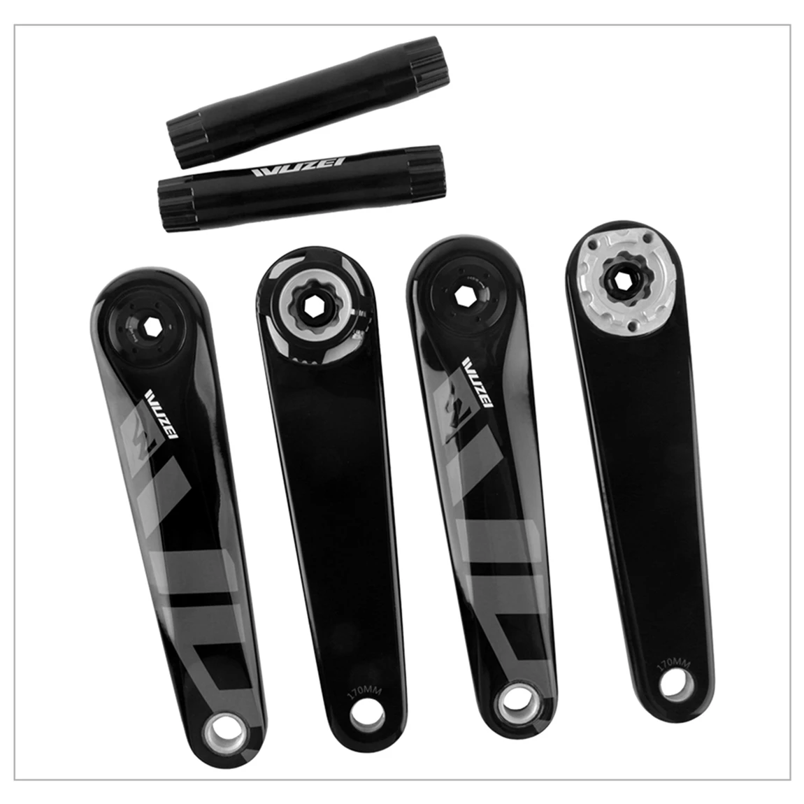 WUZEI 3-Bolt Carbon Fiber Crankset 165 170mm Road Bike Crank 24mm 29mm Ti AL7075 Axle Folding Bicycle Sprocket for SRAM