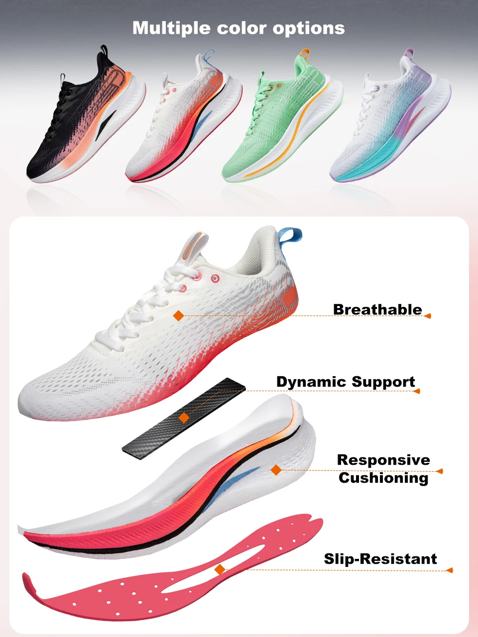 Baasploa Women Professional Carbon Plate Running Shoes Lightweight Breathable Sport Shoes Female Comfort Marathon Sneakers