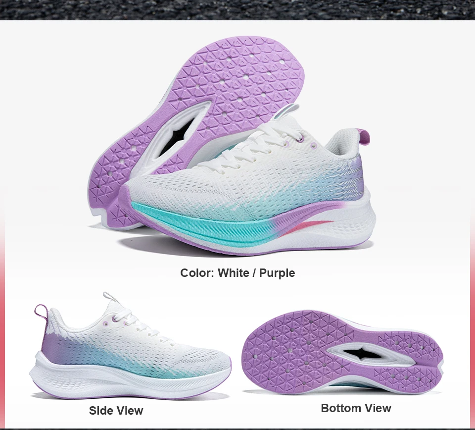 Baasploa Women Professional Carbon Plate Running Shoes Lightweight Breathable Sport Shoes Female Comfort Marathon Sneakers