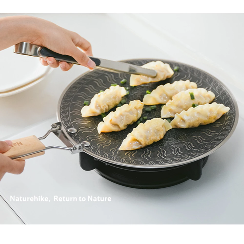 Naturehike Stainless Steel Grill Pan Round Non-Stick Barbecue Plate BBQ Grill Outdoor Travel Camping Frying Pan Baking Tray