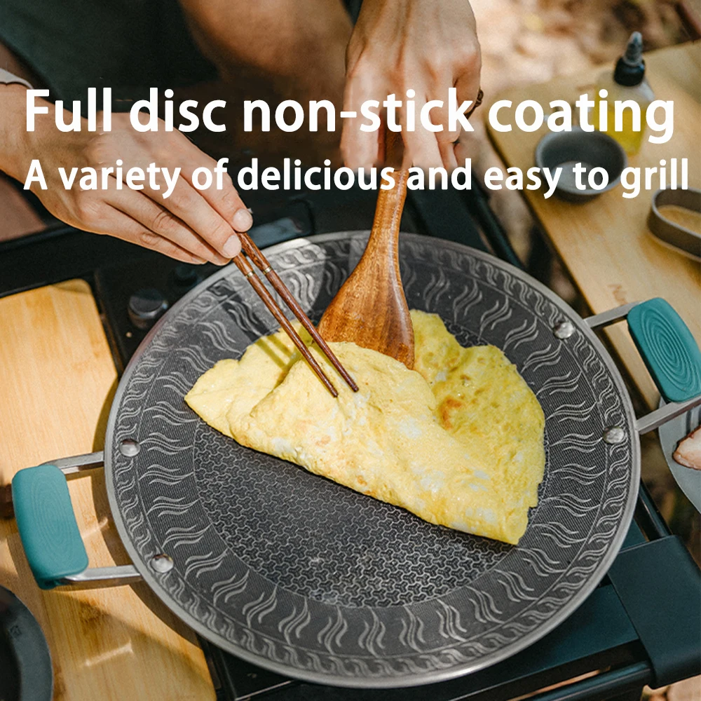 Naturehike Stainless Steel Grill Pan Round Non-Stick Barbecue Plate BBQ Grill Outdoor Travel Camping Frying Pan Baking Tray