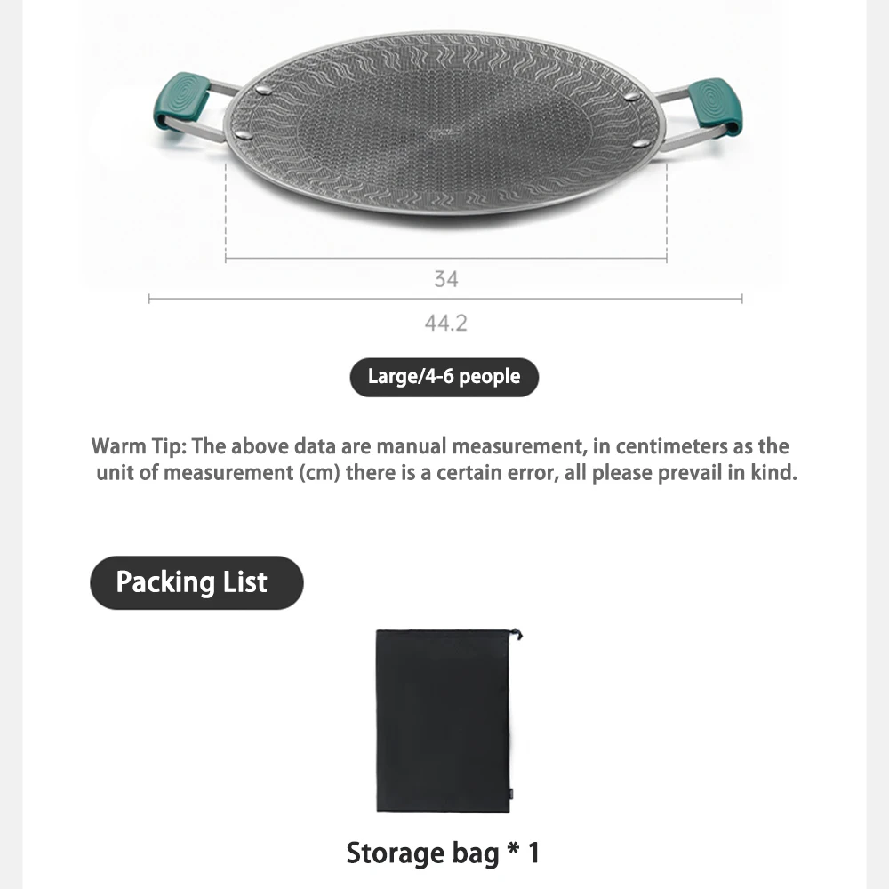 Naturehike Stainless Steel Grill Pan Round Non-Stick Barbecue Plate BBQ Grill Outdoor Travel Camping Frying Pan Baking Tray