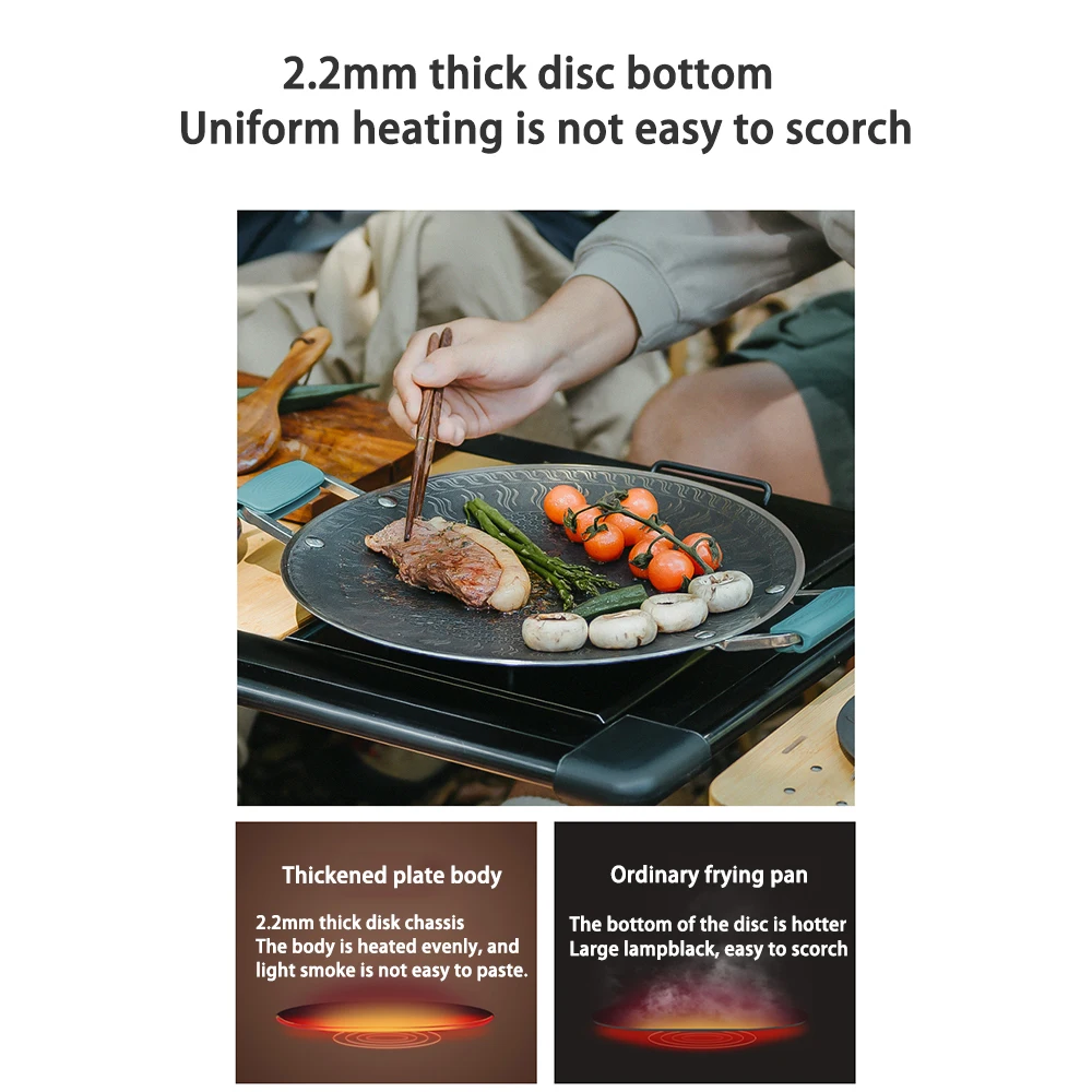 Naturehike Stainless Steel Grill Pan Round Non-Stick Barbecue Plate BBQ Grill Outdoor Travel Camping Frying Pan Baking Tray