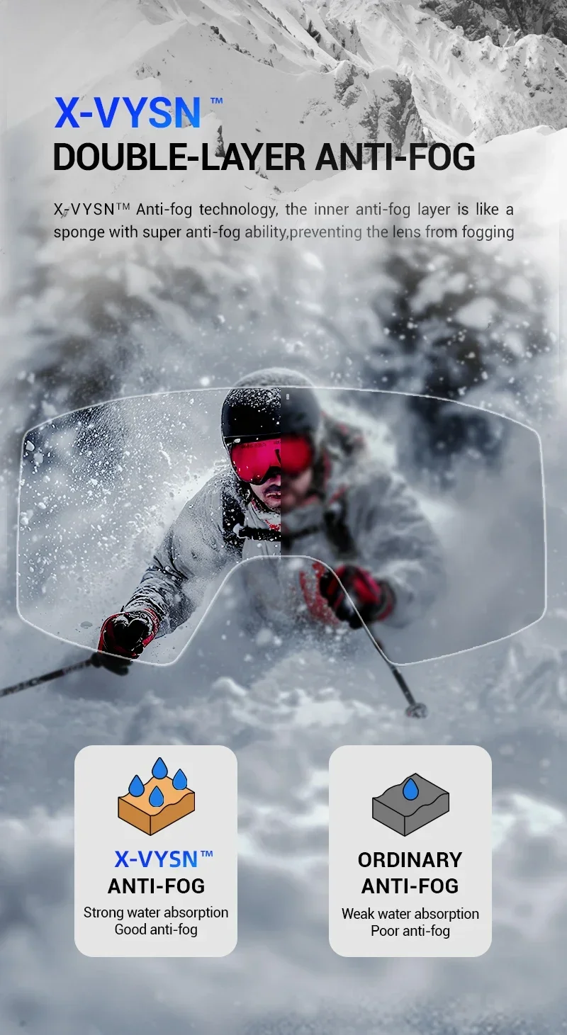 Kapvoe Ski Goggles With Yellow Lens and Case Photochromic Set Winter Men Women Magnetic Anti-Fog Snowboard Goggles Adults