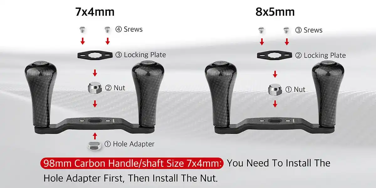 GOMEXUS Carbon Handle for Daiwa Tatula Zillion Abu Okuma Kastking Pisfun Baitcasting Reel Handle 8x5 and Shimano 7X4mm Size