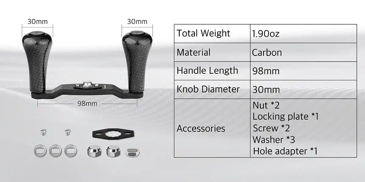 GOMEXUS Carbon Handle for Daiwa Tatula Zillion Abu Okuma Kastking Pisfun Baitcasting Reel Handle 8x5 and Shimano 7X4mm Size
