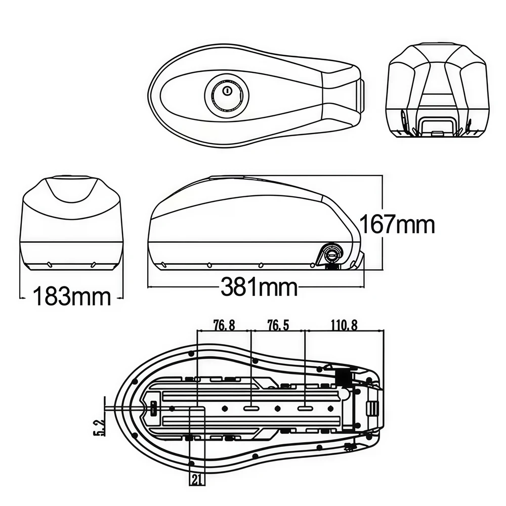 21700 Ebike Battery High Capacity 72V 60V 52V 48V 36V 40Ah 30Ah 20Ah Downtube Pack for Electric Bike Scooter 500W-3000W Motor