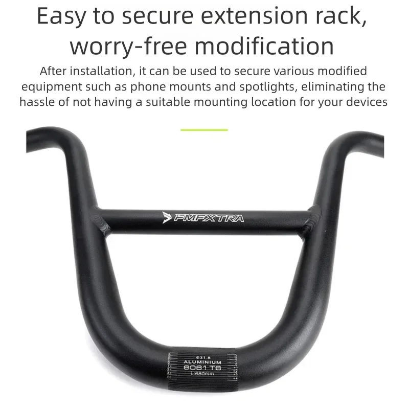 FMFXTRA BMX Handlebar 31.8*680mm Aluminum Alloy 260mm Rise MTB Mountain Bike Handlebar with Welded Expansion Frame