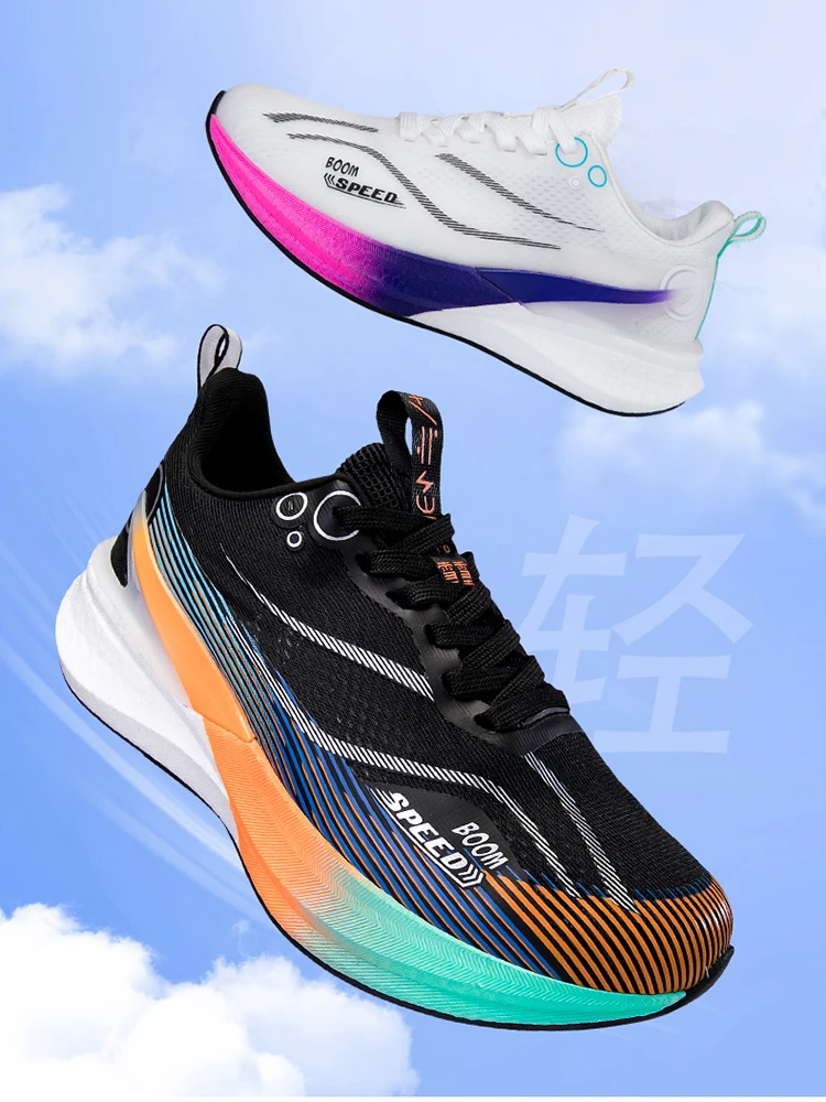 Men Women Carbon Running Shoes Lightweight Mesh Breathable Non-Slip Marathon Running Shoes Fashion Road Jogging Sports Shoes