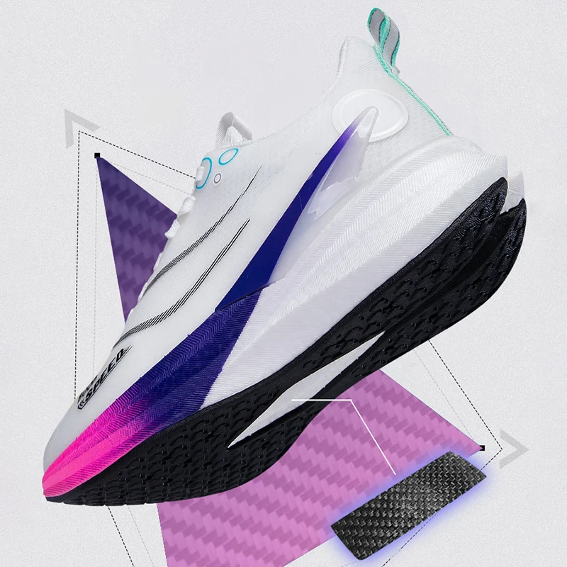 Men Women Carbon Running Shoes Lightweight Mesh Breathable Non-Slip Marathon Running Shoes Fashion Road Jogging Sports Shoes
