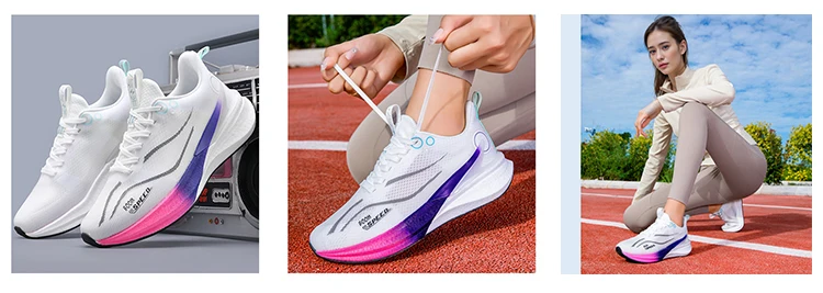 Men Women Carbon Running Shoes Lightweight Mesh Breathable Non-Slip Marathon Running Shoes Fashion Road Jogging Sports Shoes