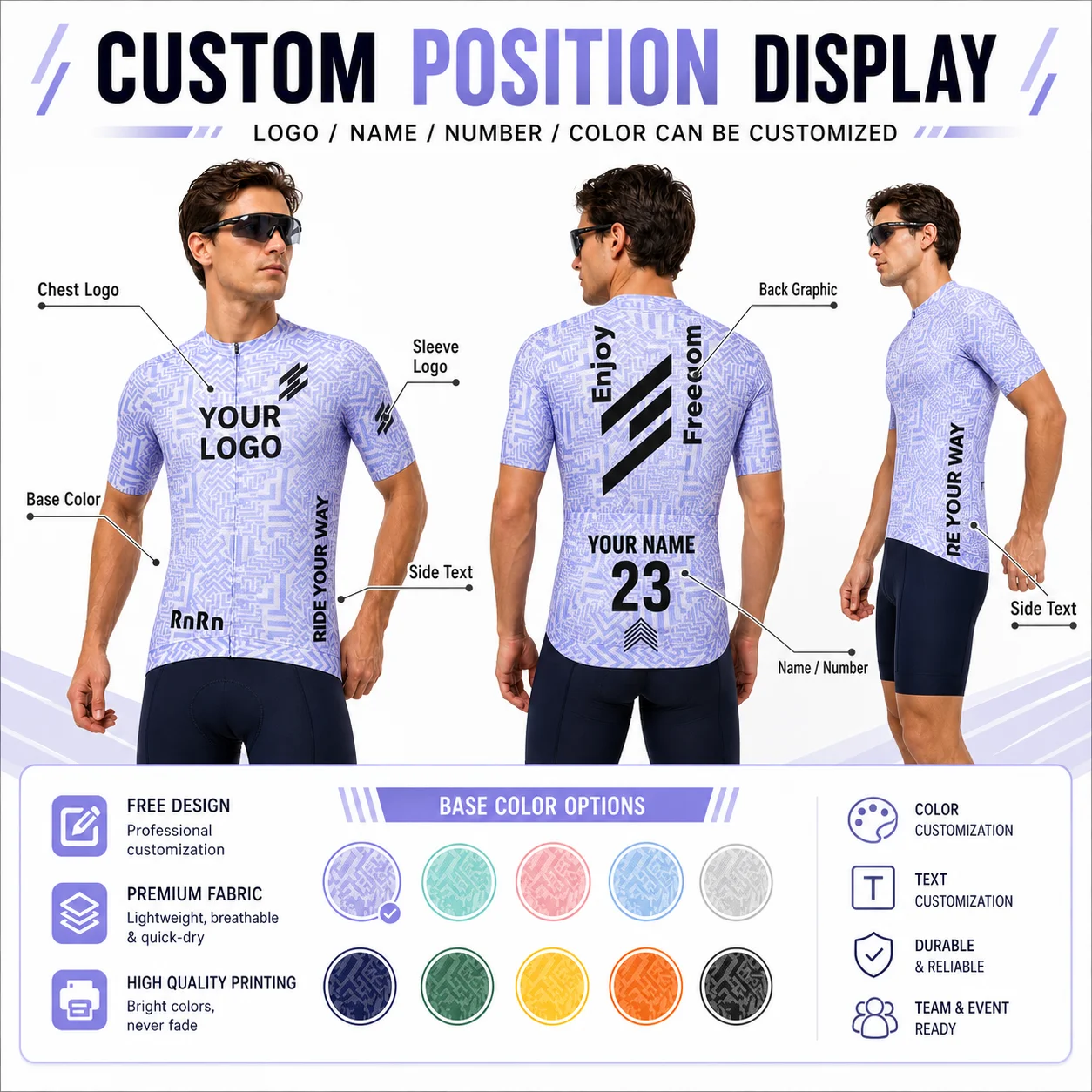Custom Cycling Jersey Men Women Personalized Bike Shirt Team Bicycle Clothing Road Cycling Top with Logo N