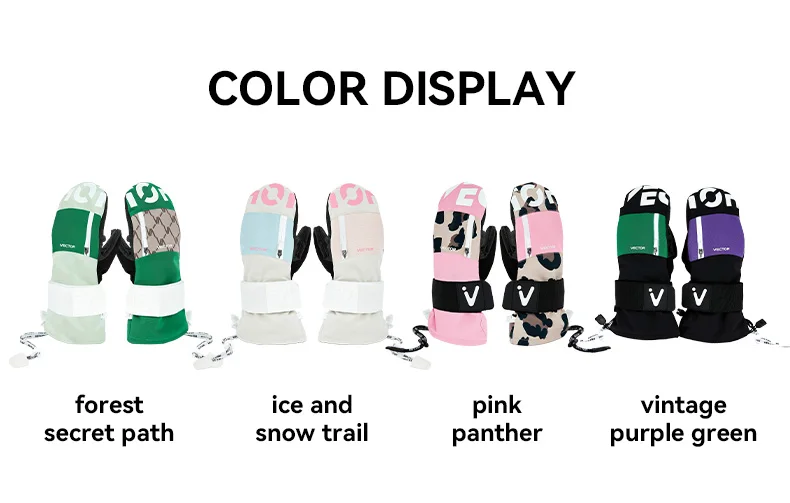 Vector Women Men Outdoor Double Board Snowboard Kevlar Waterproof Wear-resistant Semi Detachable Gloves 3M Cotton