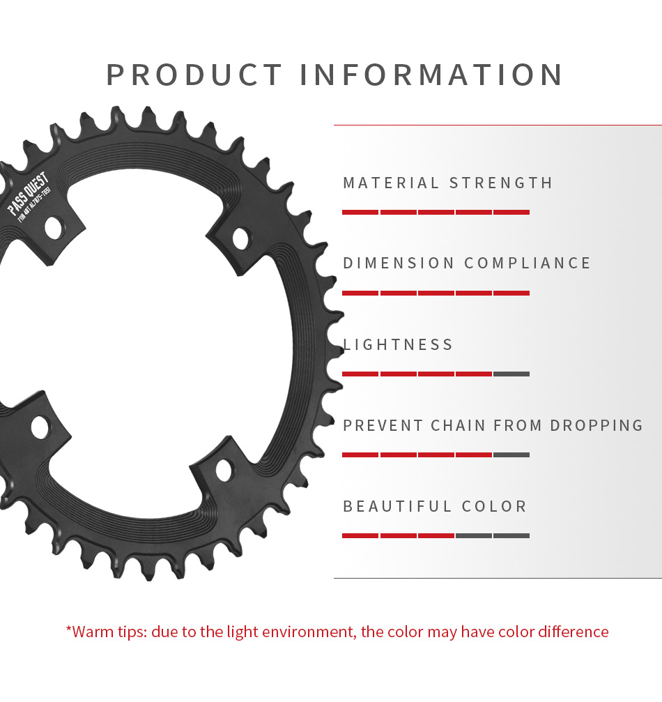 PASS QUEST F110BCD Round Road Bike Narrow and Wide Sprocket 36T-52T Suitable for FSA Gossamer Sprocket Bicycle Parts