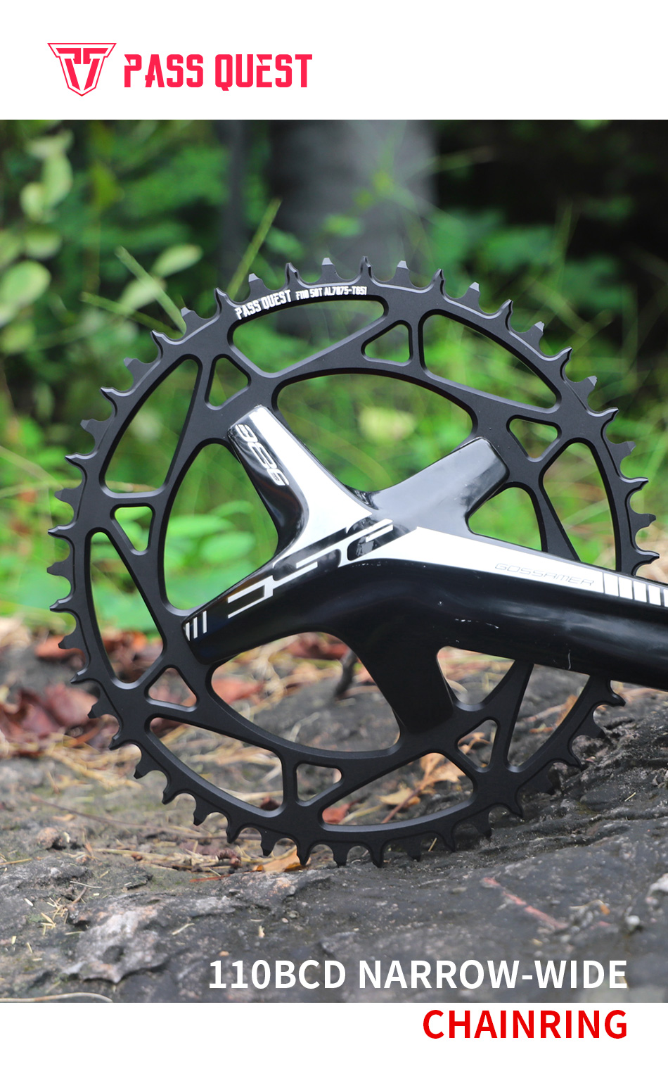 PASS QUEST F110BCD Round Road Bike Narrow and Wide Sprocket 36T-52T Suitable for FSA Gossamer Sprocket Bicycle Parts