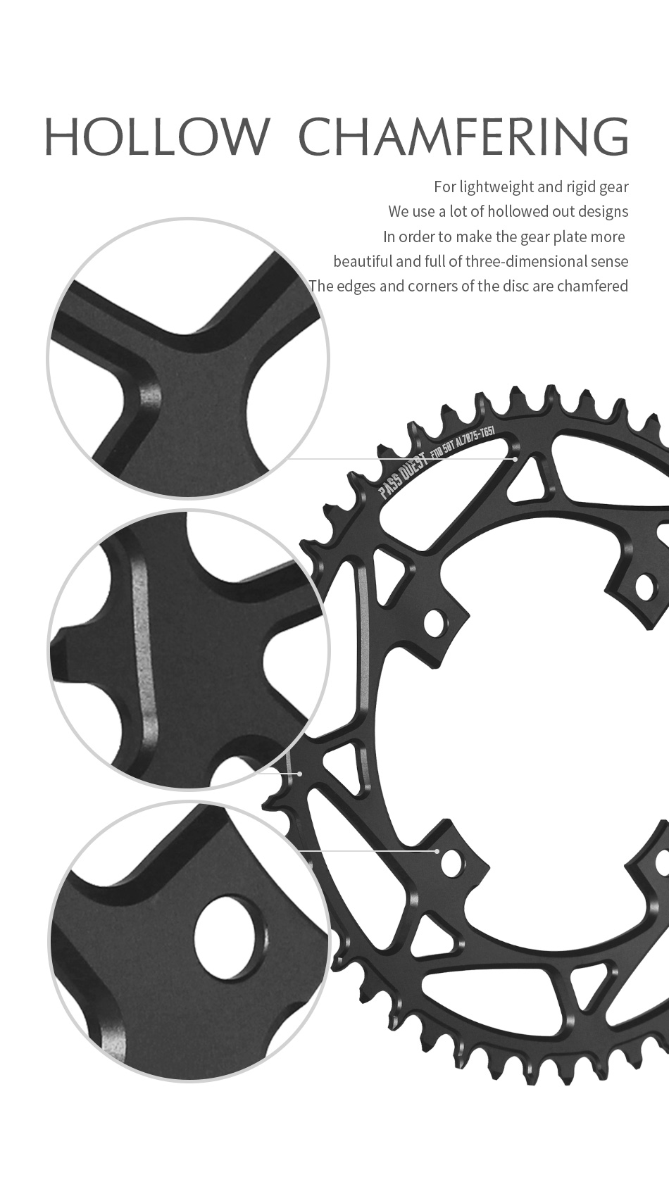PASS QUEST F110BCD Round Road Bike Narrow and Wide Sprocket 36T-52T Suitable for FSA Gossamer Sprocket Bicycle Parts