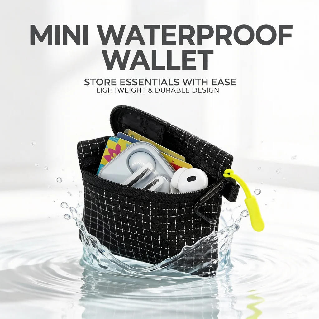 Mini Waterproof Pouch Ultralight 11.9g Travel Wallet Organizer Bag with Carabiner For Essentials StoragePouch