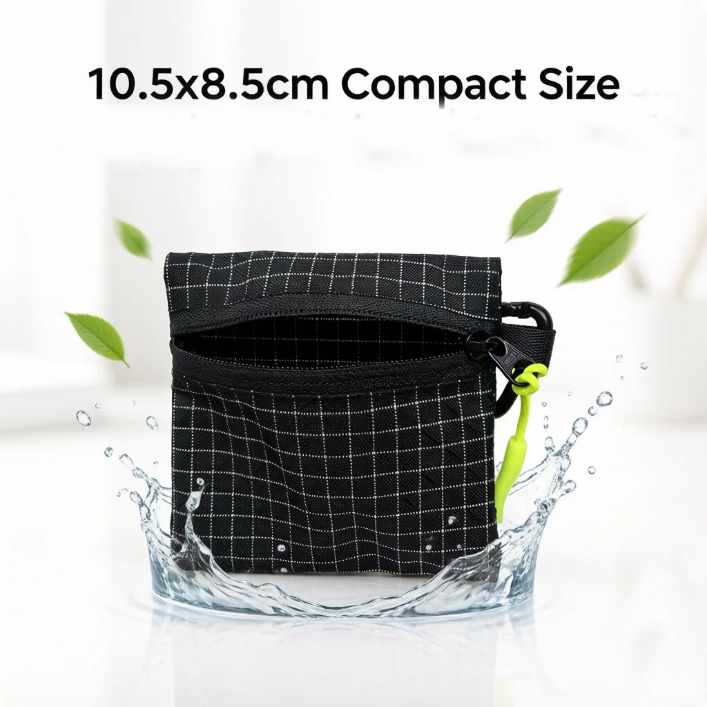Mini Waterproof Pouch Ultralight 11.9g Travel Wallet Organizer Bag with Carabiner For Essentials StoragePouch