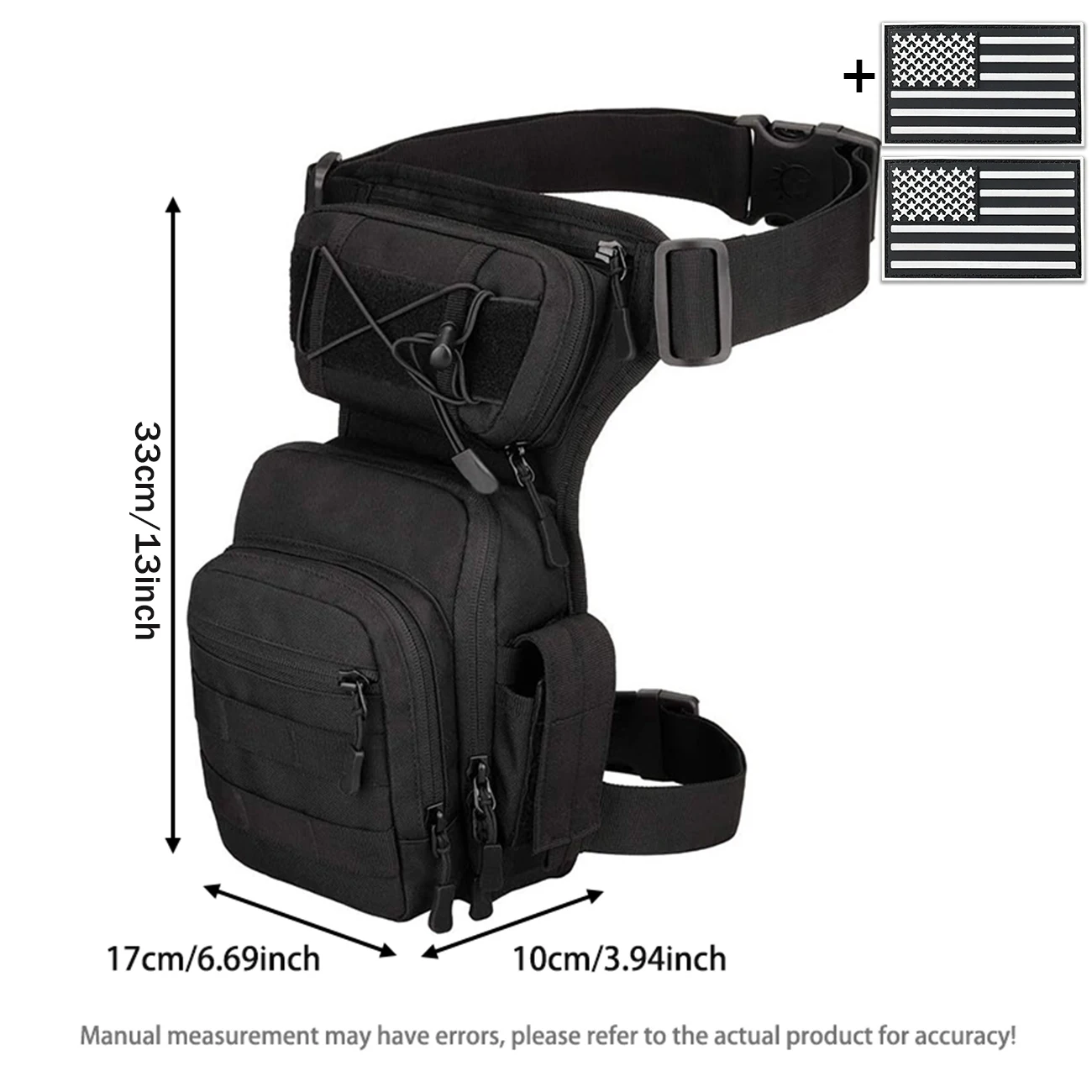 Multi functional quick release leg bag, storage bag, layered storage, waist and leg strap fixation, elastic strap