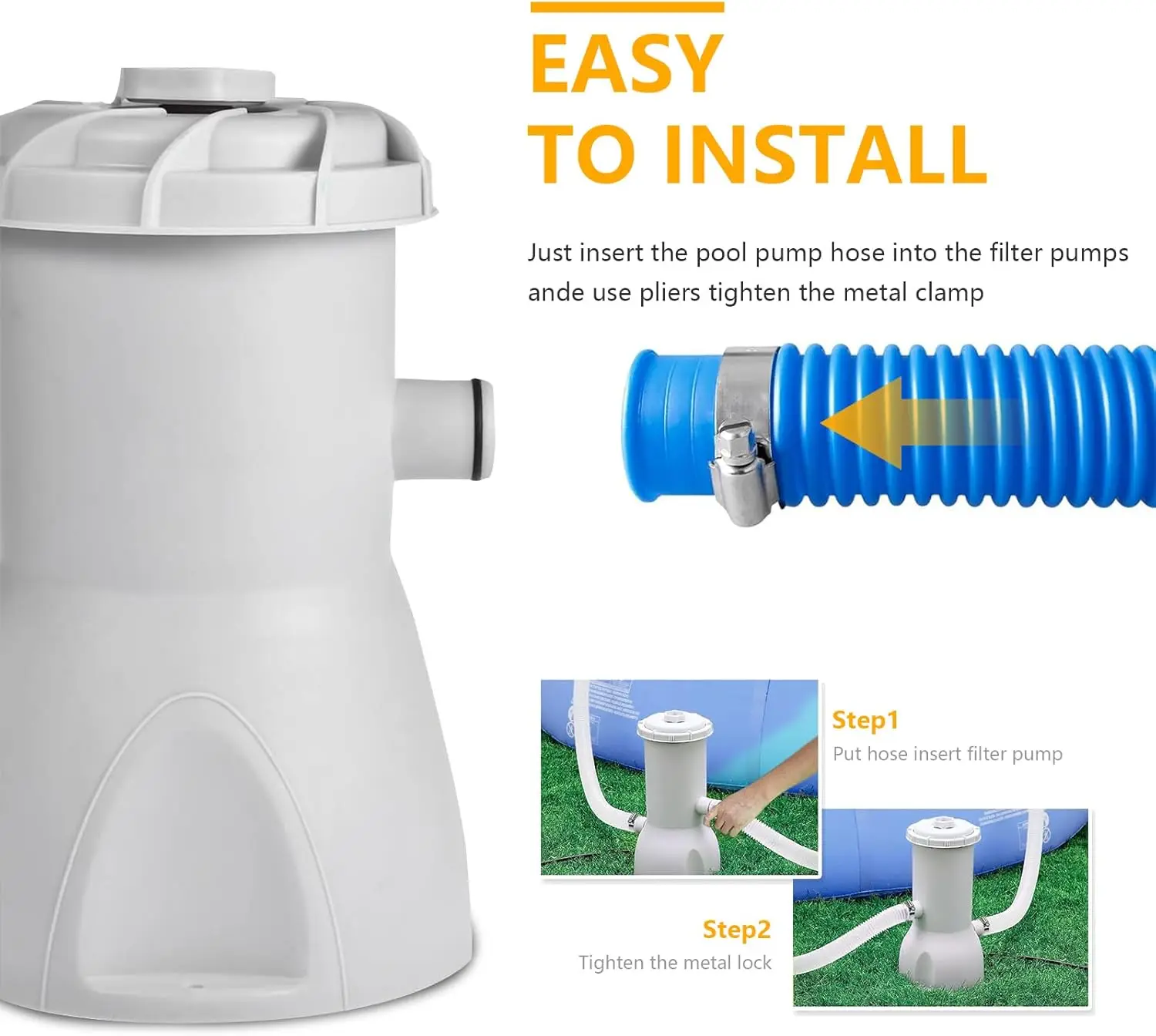 5M Pool Pump Hose for Above Ground Pools, 1.25" Diameter Pool Filter Hose Accessory ,Swimming Pool Vacuum Cleaner Hose