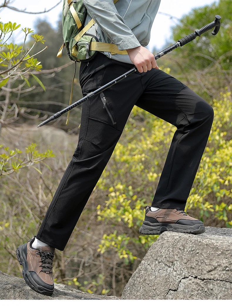 Men's Outdoor Elastic Quick-Dry Hiking Pants, Water-Resistant, Durable, Comfortable, Versatile, Suitable for Daily Work, Mountaineering, Camping, and Fishing Activities